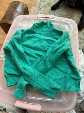 Free People Emerald Green Ribbed Turtleneck Sweater